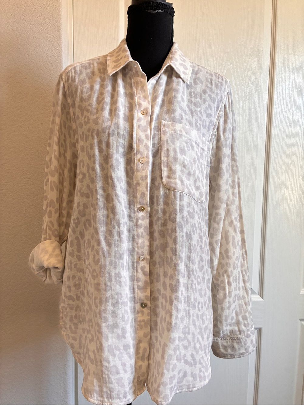 Rails Cream and Light Taupe Leopard Blouse